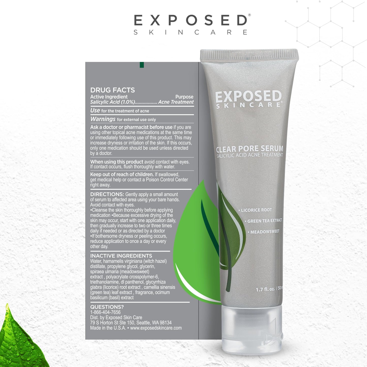Exposed Skin Care, Clear Pore Serum with 1% Salicylic Acid for Sensitive and Oily Skin - Gently Clears Blackheads, Minimizes Pores and Reduces Excess Beauty & Personal Care Exposed Skin Care