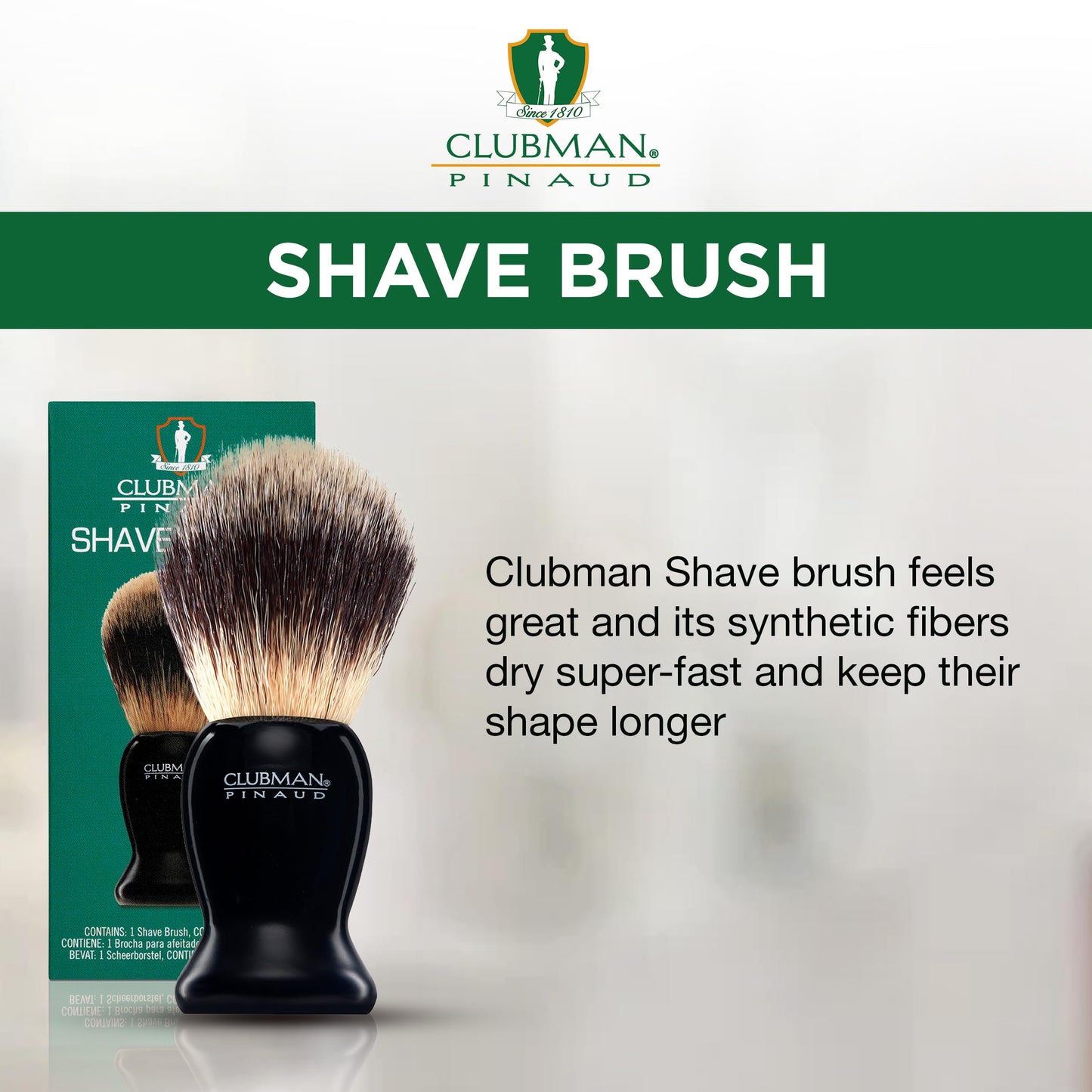 Clubman Pinaud Shave Brush - Classic Shaving Brush for Men, Soft Bristles, Ideal for Lathering Shaving Soap, Black Handle, 1 Pack Beauty and Personal Care Clubman