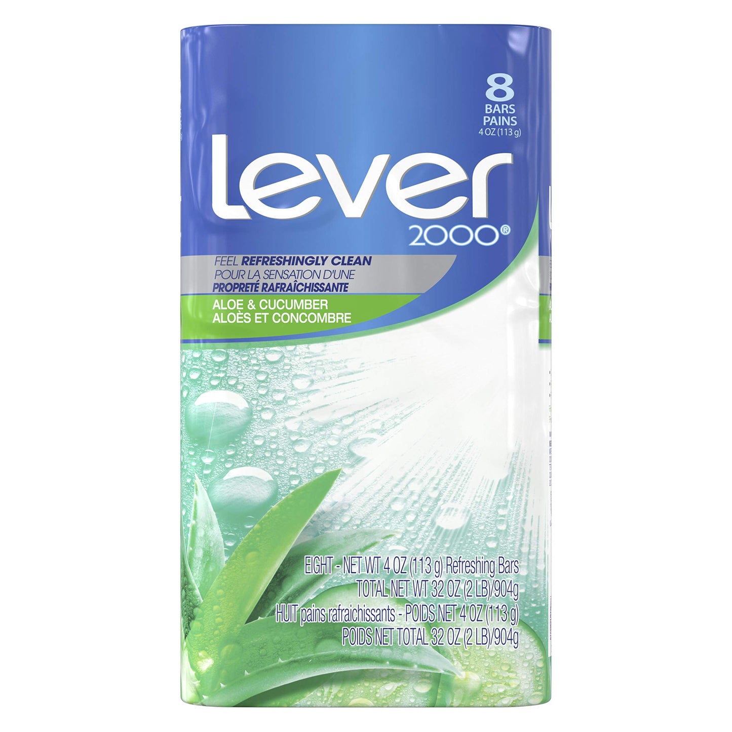 Lever 2000 Refreshing Body Soap and Facial Cleanser Aloe & Cucumber Effectively Washes Away Bacteria 4 oz 8 Bars Beauty & Personal Care Lever 2000