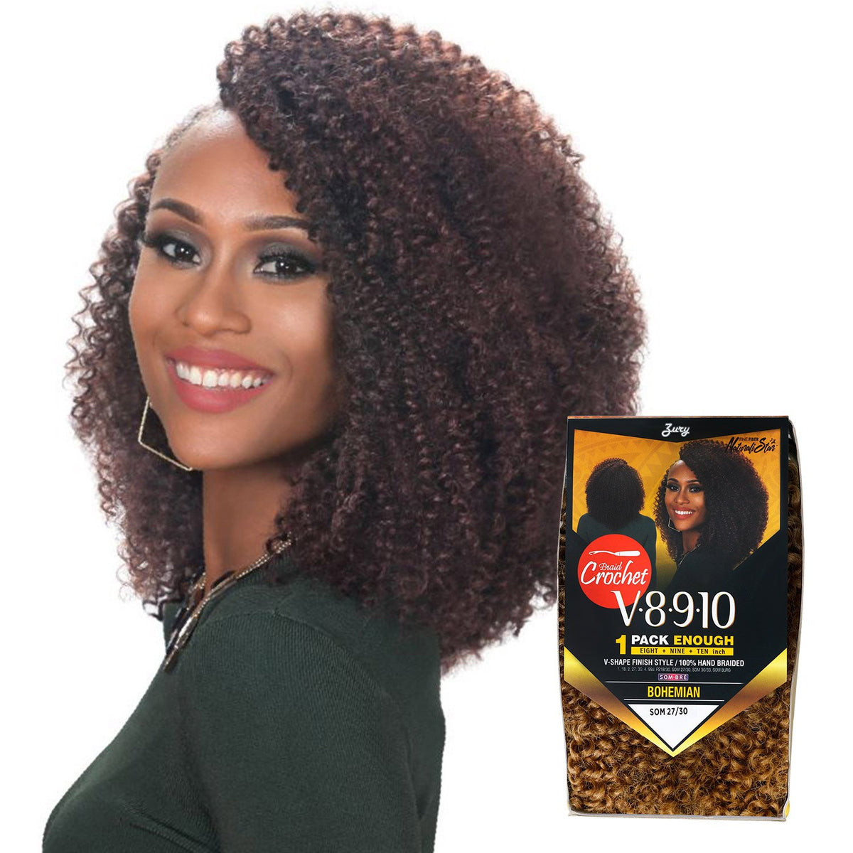 Royal Zury Synthetic Hair Crochet Braids V8.9.10 Bohemian 1Pack Enough (SOM BURG)