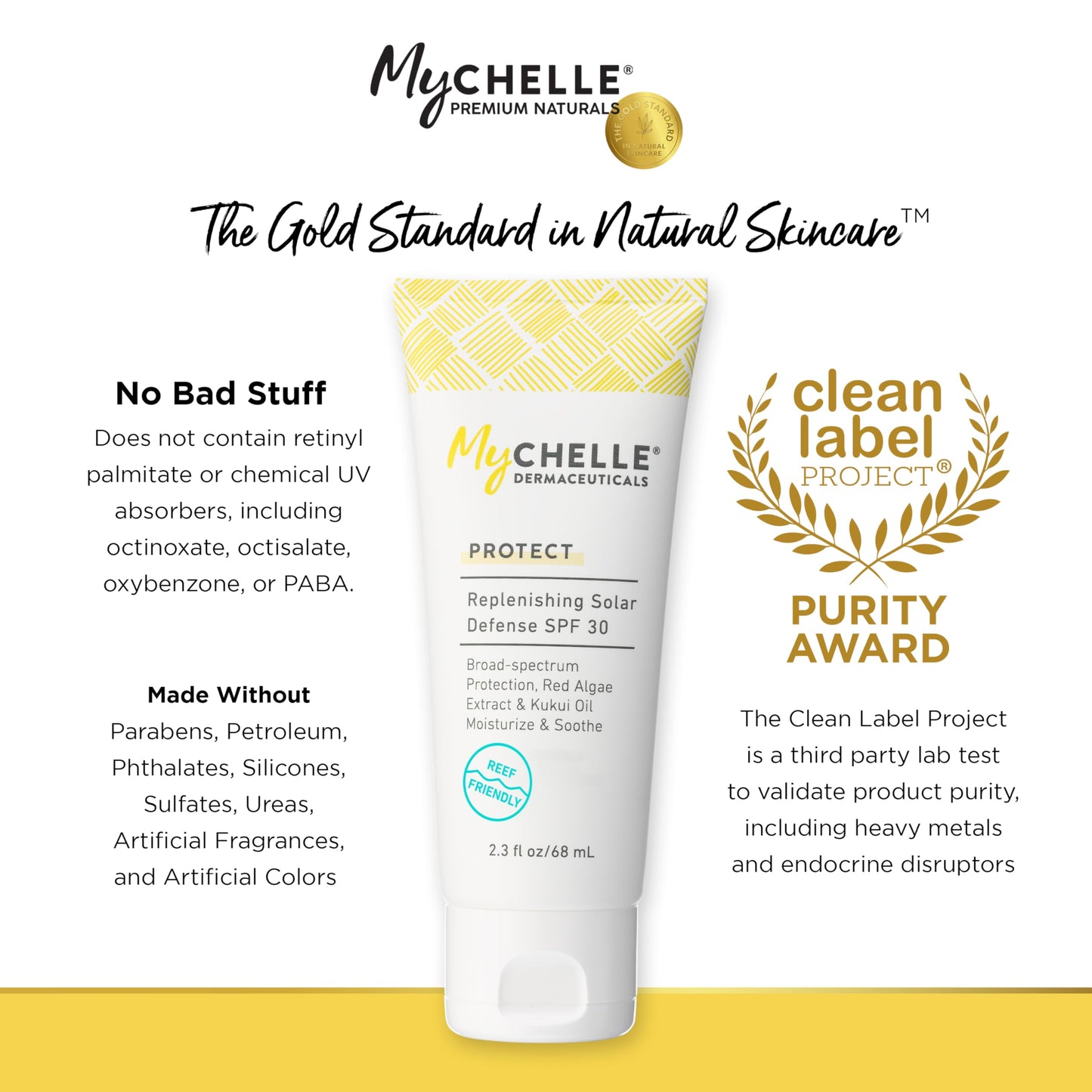 MyCHELLE Dermaceuticals Solar Defense SPF 30 (2.3 Fl Oz) - Moisturizing Reef Safe Sunscreen with Red Algae Extract and Kukui Oil - Travel Size Zinc Beauty & Personal Care MyChelle Dermaceuticals