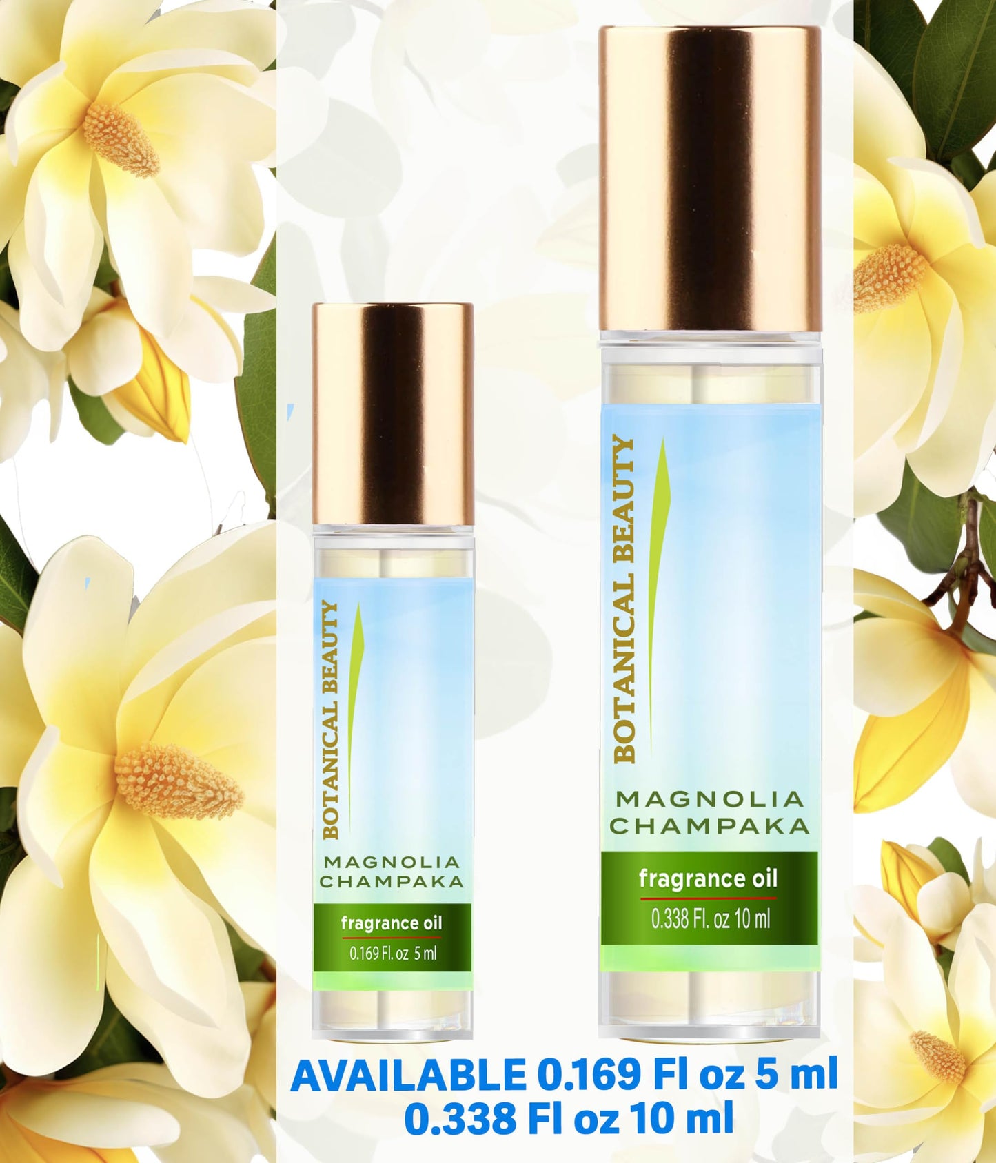 Botanical Beauty MAGNOLIA CHAMPAKA FRAGRANCE OIL ROLL-ON 0.338 Fl Oz 10 ml Rollerball Perfume, Long Lasting an luxury scent of blend of Lilac Beauty & Personal Care Botanical Beauty