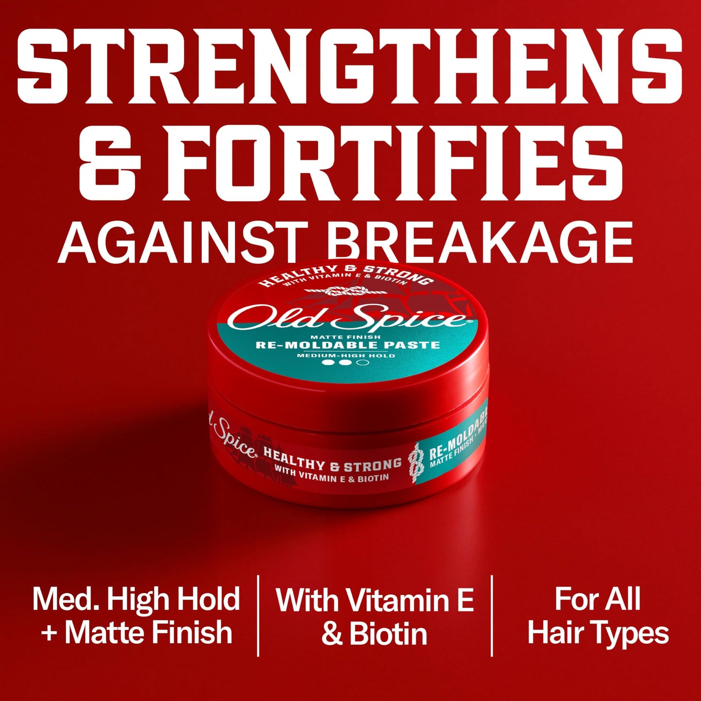 Old Spice Mens Hair Paste, Re-Moldable Paste for Men, Healthy & Strong with Vitamin E & Biotin, Hair Styling, Medium-High Hold, Matte Finish, 2.22 oz Beauty & Personal Care Old Spice