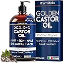 Pharmlitalia Caster Oil Organic Cold Pressed Unrefined Glass Bottle - Organic Golden Castor Oil for Face, Scalp, Eyelashes, Skin Care and Nails Beauty & Personal Care Pharmlitalia