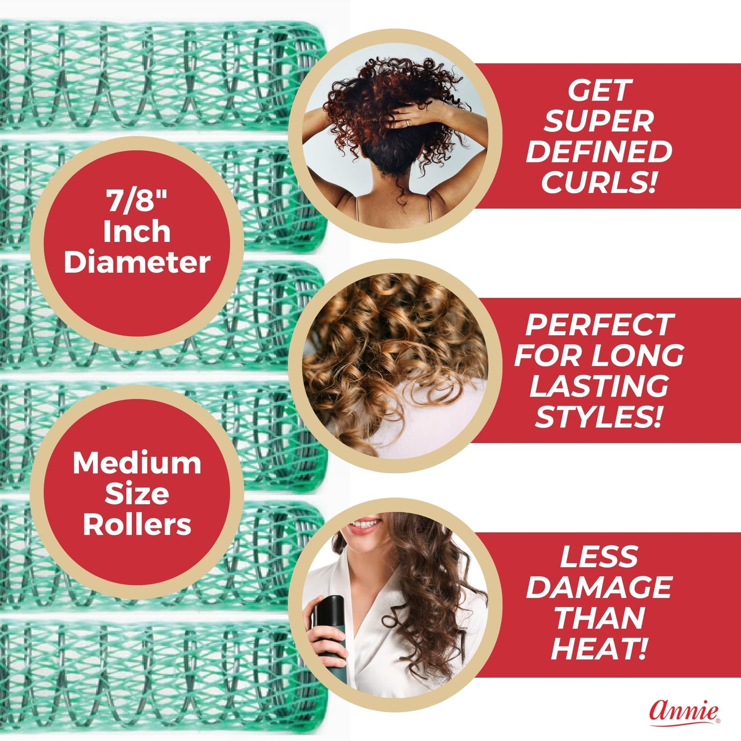 Annie 7/8" Wire Mesh Hair Rollers - 12 Pcs. Beauty & Personal Care Annie