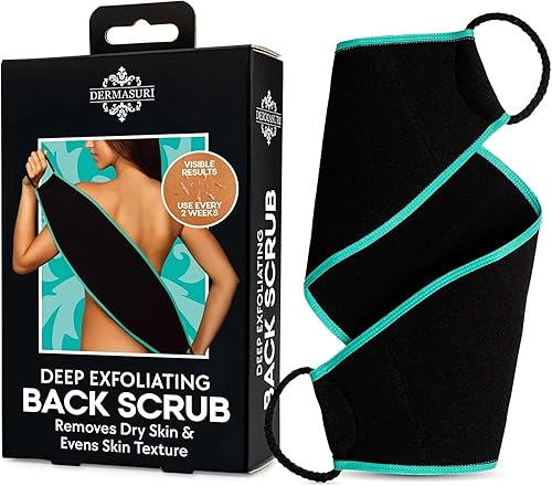 Dermasuri - Deep Exfoliating Back Scrubber - Bath & Shower Back Scrub - Body Exfoliator Scraper Tool - Deep Exfoliation Body Cleaner for Shower - 27" Beauty & Personal Care MarvelsAura