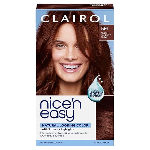 Clairol Nice'n Easy Permanent Hair Dye, 5M Medium Mahogany Brown | 100% Gray Coverage | Long?Lasting, Natural?Looking Color & Shine | Pack of 1 Beauty & Personal Care Clairol