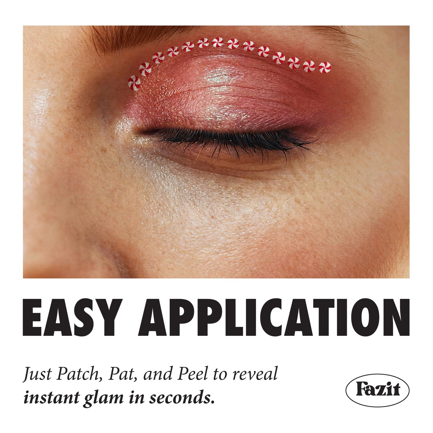 Fazit Makeup Patches - Candy Cane Eye Wings - Glow Up Make-Up Patches - Cute Glitter Makeup Accessories For Women - Cosmetic Glitter For Face Beauty & Personal Care Fazit