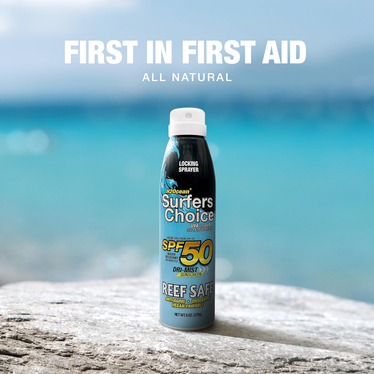 H2Ocean Surfers Choice SPF 50 Spray - Quick-Drying Sunscreen Spray for Tattoo Aftercare & UV Protection - Reef-Safe Sun Protection for All Ages - 6 oz Beauty & Personal Care H2Ocean
