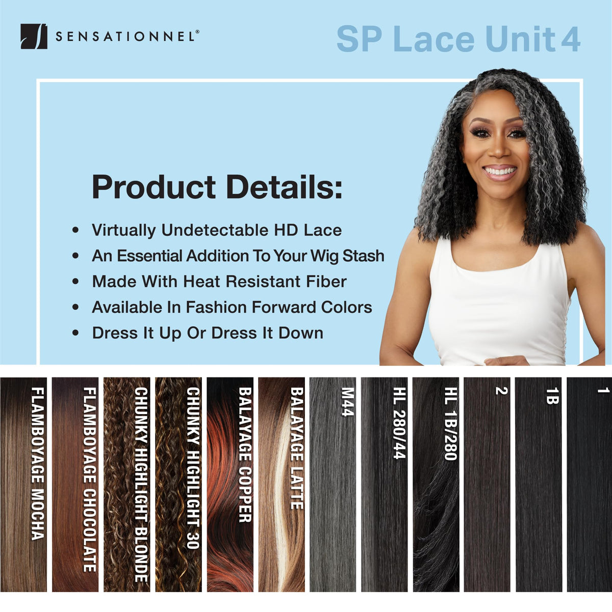 Sensationnel Dashly Lace Saltandpepper Wig-Sp Unit 4, CH30