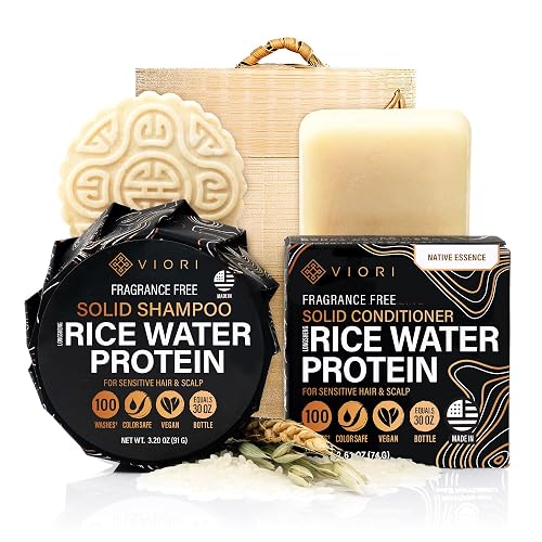 Viori Native Essence Shampoo and Conditioner Bar Set and Bamboo Holder - Made with Rice Water for Hair Growth - Handcrafted Sulfate Free Shampoo Beauty & Personal Care Viori