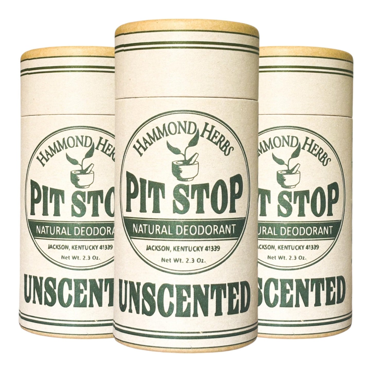 Hammond Herbs - PIT STOP Deodorant - Aluminum-Free, Plastic-Free, All-Natural Odor Control, 3 Pack (Unscented) Beauty and Personal Care Hammond Herbs