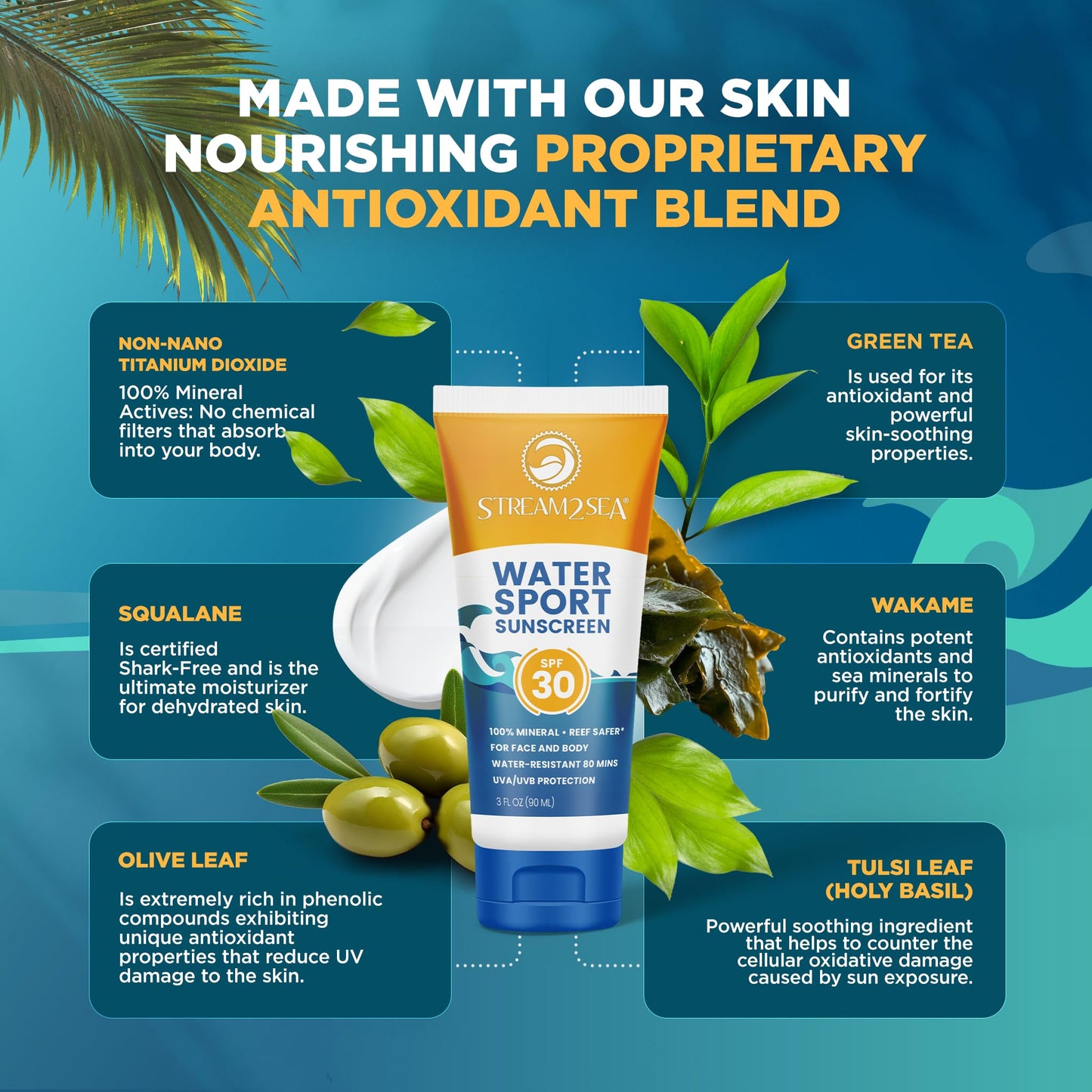 STREAM 2 SEA SPF 30 Mineral Sunscreen Biodegradable and Reef Safe, 1 Fl oz Travel Size Pack of 3, Paraben Free Non Greasy and Moisturizing Mineral Beauty & Personal Care STREAM 2 SEA