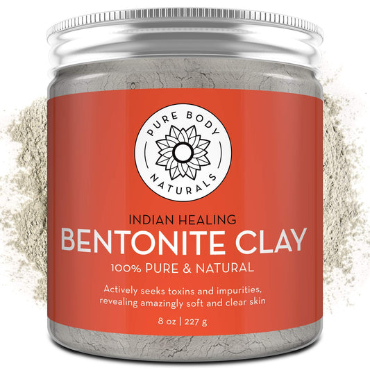 Pure Body Naturals Bentonite Clay Powder for DIY Detox Body & Face Mask, Pure Indian Healing Clay for Deep Pore Cleansing and Armpit Detox for Women Beauty and Personal Care Pure Body Naturals Default Title