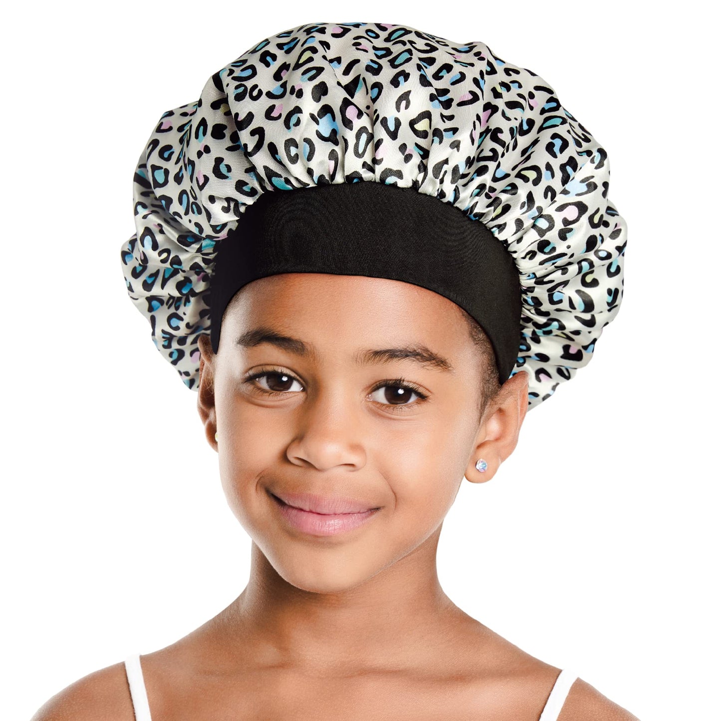 Red by Kiss Kids Satin Bonnet Sleep Cap Reversible Hair Bonnet for Boys and Girls Sleeping Night Silk Sleep Cap (Leopard) Beauty and Personal Care Red by Kiss