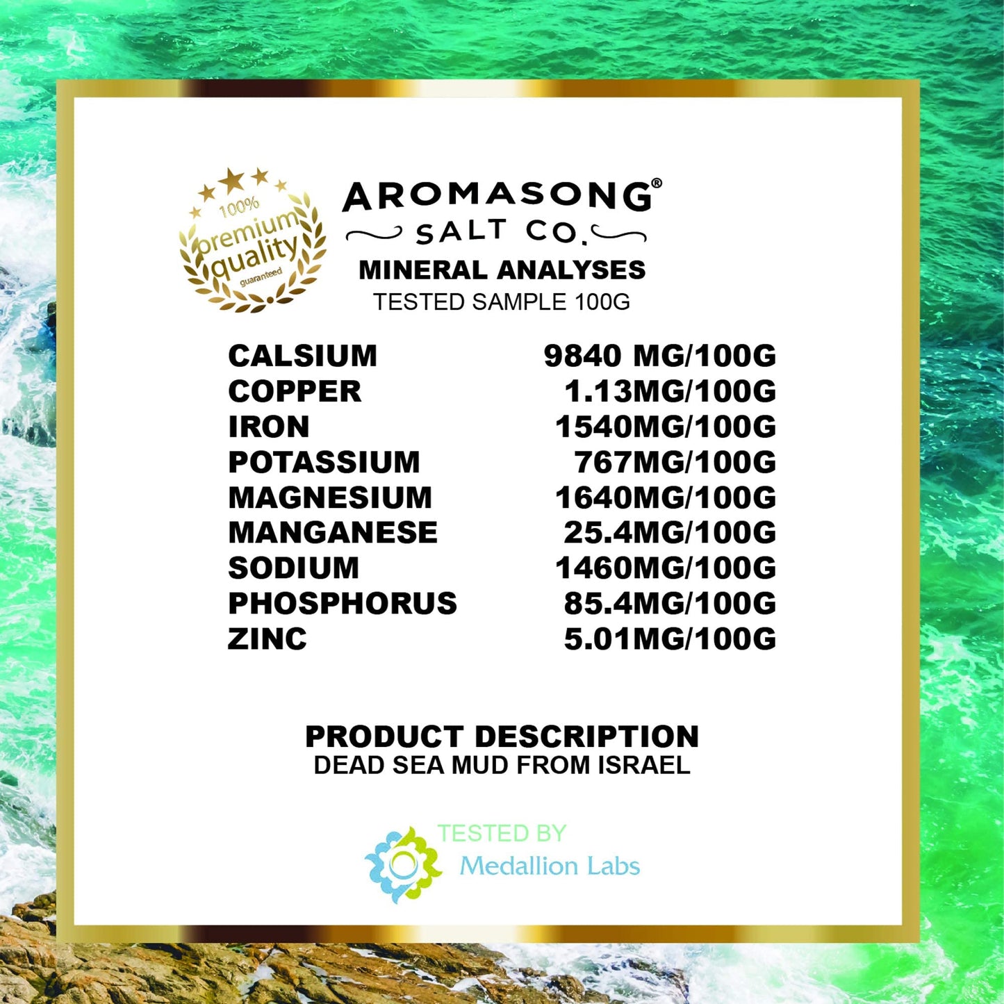 Aromasong 100% Pure Dead Sea Mud Mask - 5 Minute Mask - No Ingredients Added - for Face & Skincare - Blackhead Remover - Anti-aging - Pore Minimizer Beauty & Personal Care Aromasong