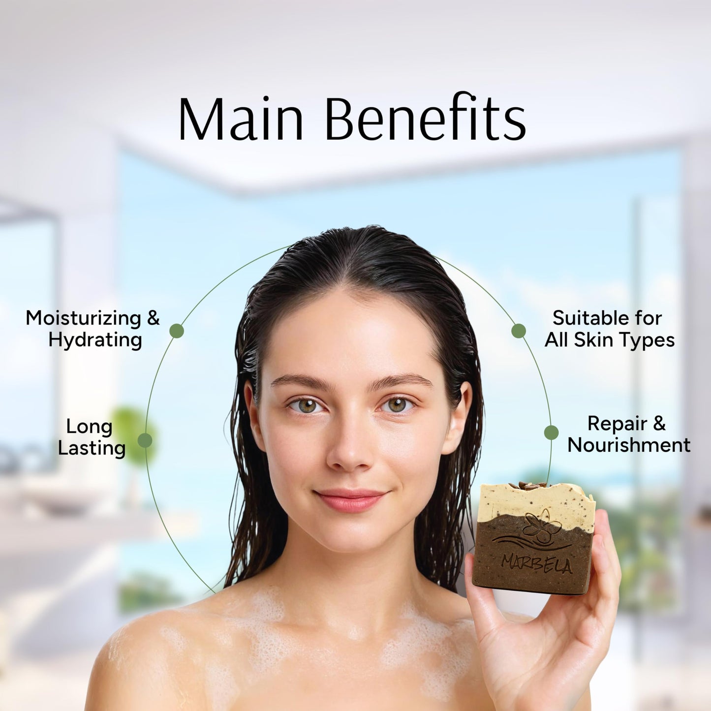 Marbela Cosmetics Handmade Soap Bar - Made in USA, Vegan Friendly, Palm Oil Free, Natural Bar Soap - Gentle Face & Body Soap for Daily Skin Care Beauty & Personal Care Marbela
