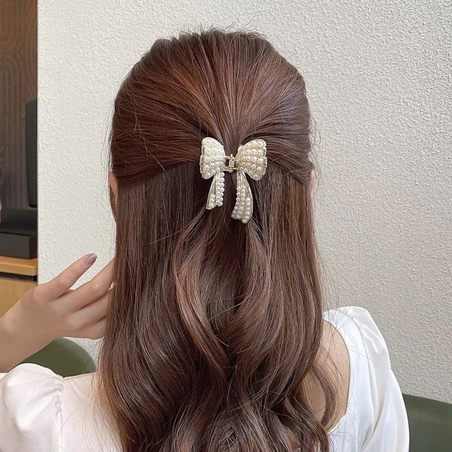 Pearl Hair Clip Butterfly Hair Barrette Elegant Metal Retro Hairpin for Women Girls(Open Shape Claw Clip, Gold) Beauty & Personal Care Gegong