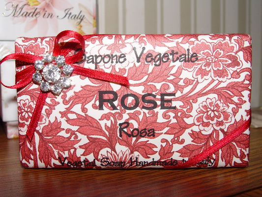 Alchimia Handmade Soap Bar - ROSE [ROSA] Large 10.5 Oz. From Italy,Beautifully wrapped with Faux Rhinestone detail - Sapone Vegetale Beauty & Personal Care Alchimia