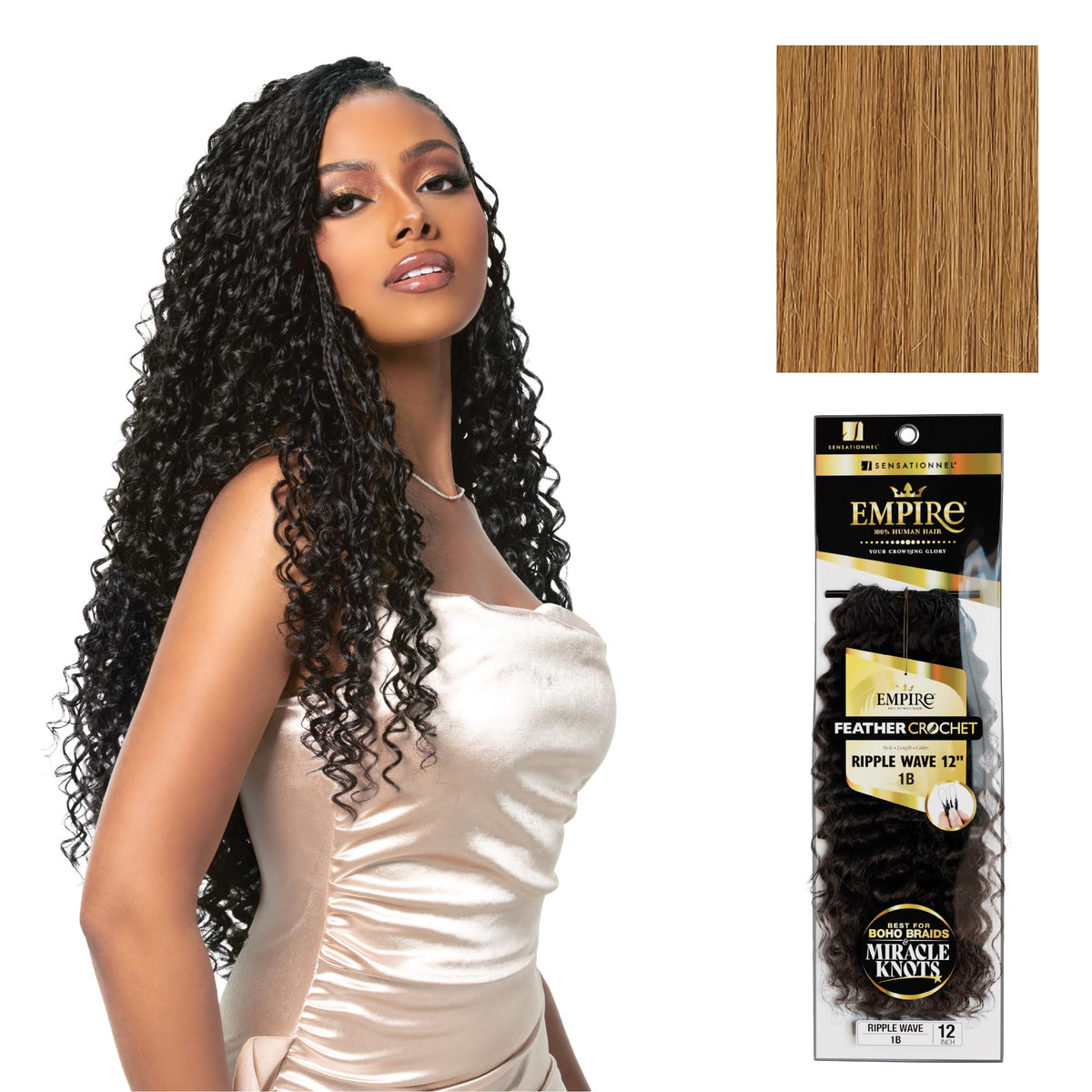Sensationnel Empire Feather Crochet Braids-Ripple Wave,12in, 27 HONEYBLONDE