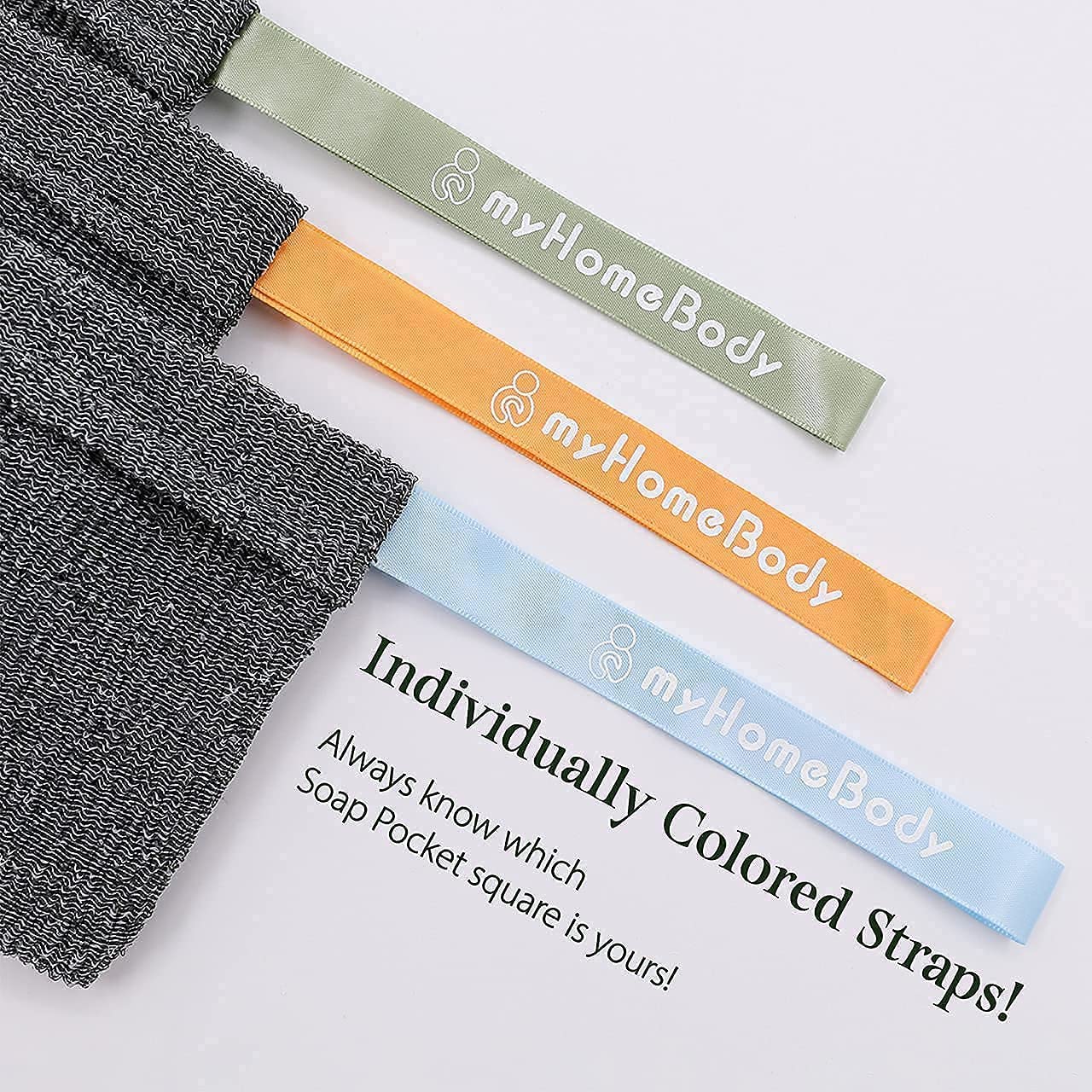 myHomeBody Soap Pocket Squares Exfoliating Pouch, Body Scrubber, Exfoliator Sponge for Bath or Shower, or Leftover Bits Saver, Graphite Gray, 3 Pack + Beauty and Personal Care myHomeBody