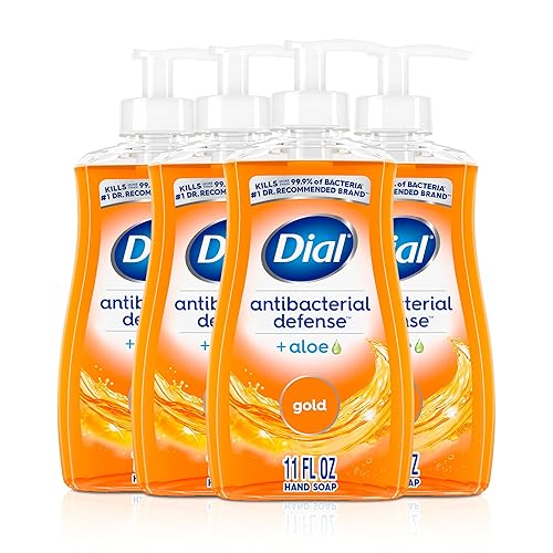 Dial Antibacterial Defense Liquid Hand Soap + Aloe, Gold Scent, 11 Fl Oz (Pack of 4), Dermatologist-Tested Hand Wash, Gentle Formula Beauty & Personal Care Dial