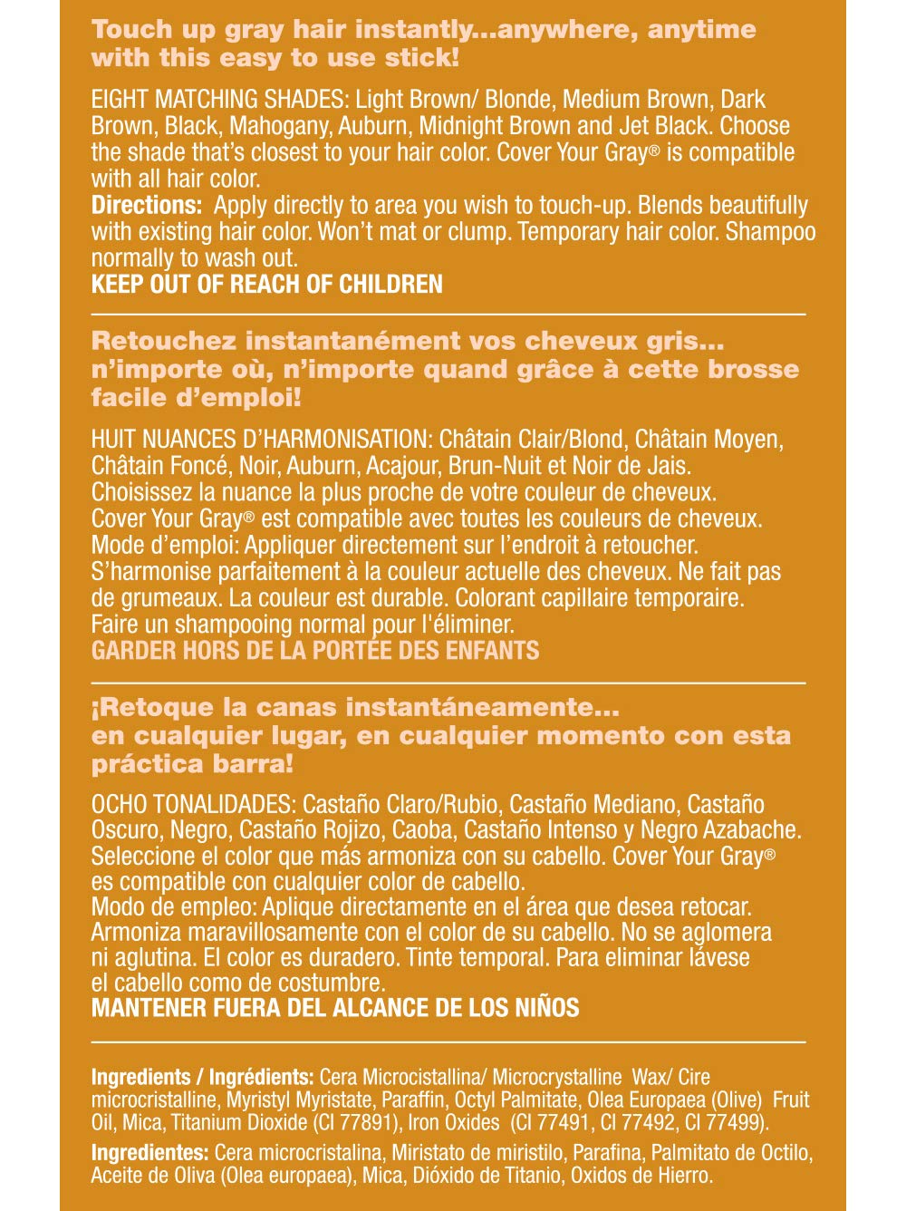 Cover Your Gray Hair Color Touch-Up Stick - Light Brown/Blonde (6-Pack) Beauty & Personal Care Cover Your Gray