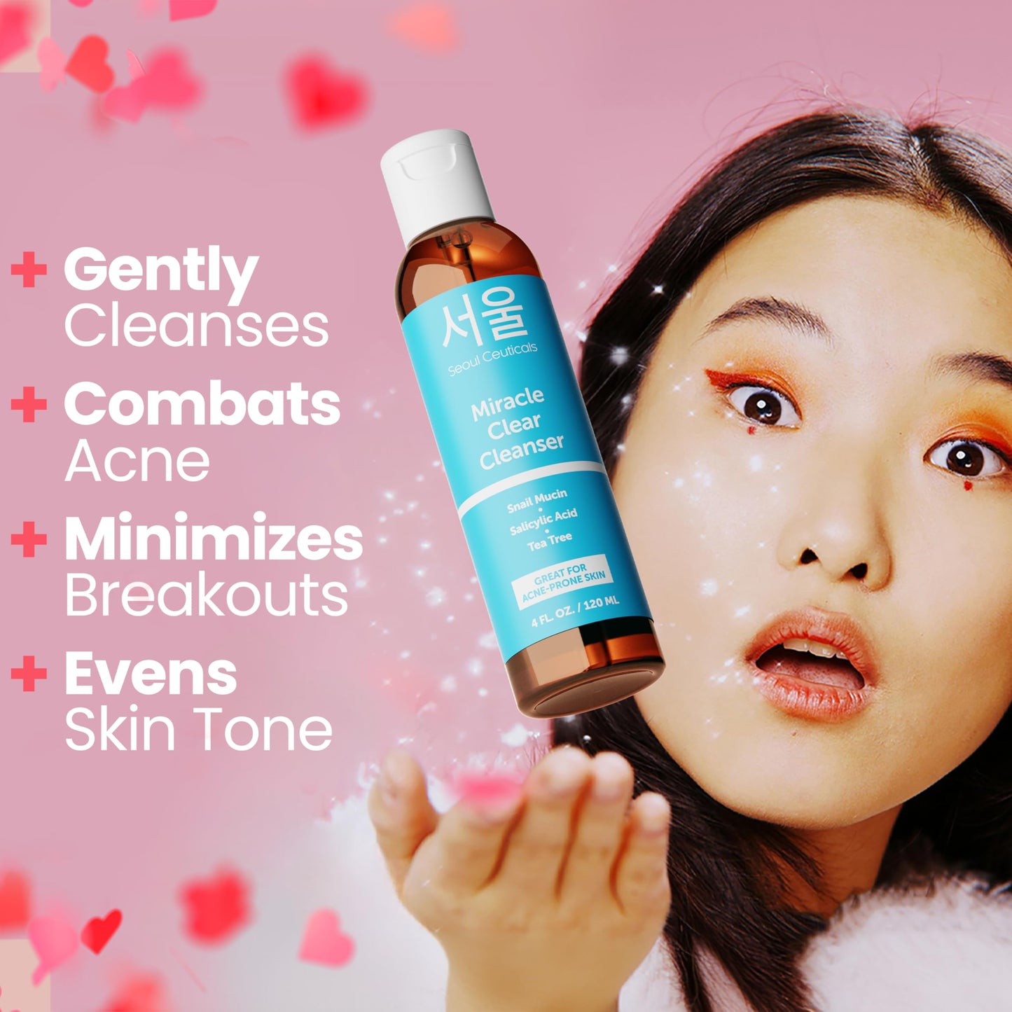 SeoulCeuticals Korean Acne Snail Cleanser Face Wash - Snail Mucin, Salicylic Acid & Tea Tree Acne Treatment for Sensitive Skin & K Beauty Glow 4oz Beauty & Personal Care SeoulCeuticals