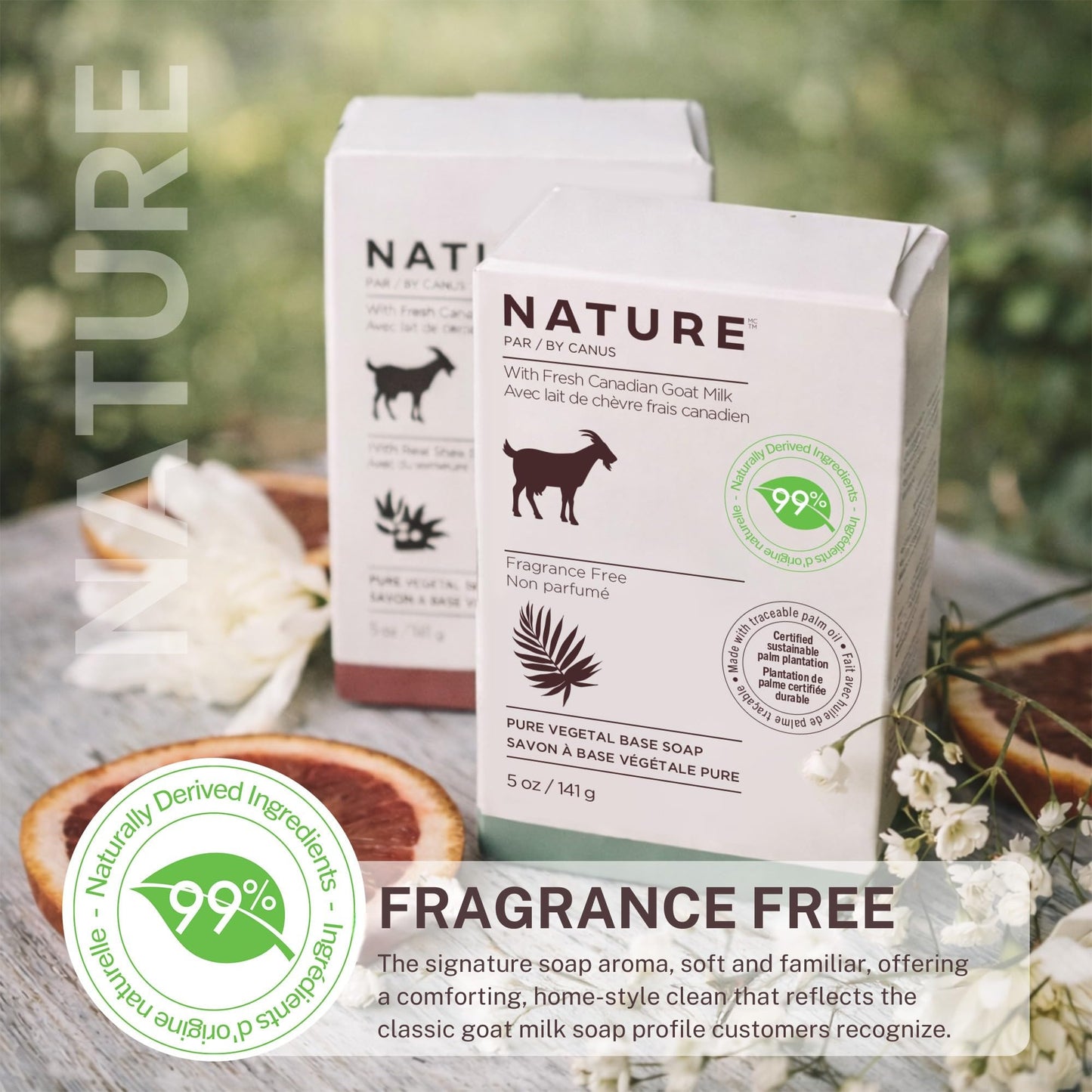 Nature Goat Milk Bar Soap, FRAGRANCE FREE (12-Pack), 5 oz (141 g), With Fresh Goat Milk, Vitamin A, B3, Potassium, Zinc & Selenium, Moisturizing Body Beauty & Personal Care Nature by Canus