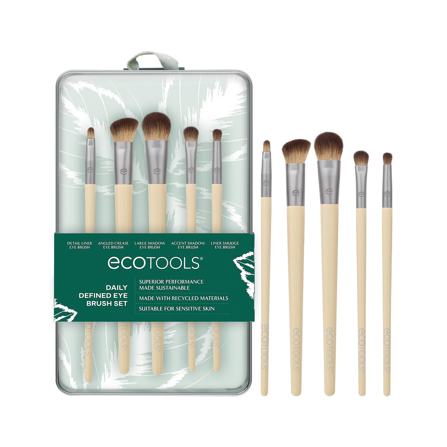 EcoTools Daily Defined Eye Brush Kit, Makeup Brushes For Liquid, Powder, & Cream Eyeshadow & Eyeliner Application, Eco-Friendly Eye Brushes, Synthetic Beauty & Personal Care EcoTools