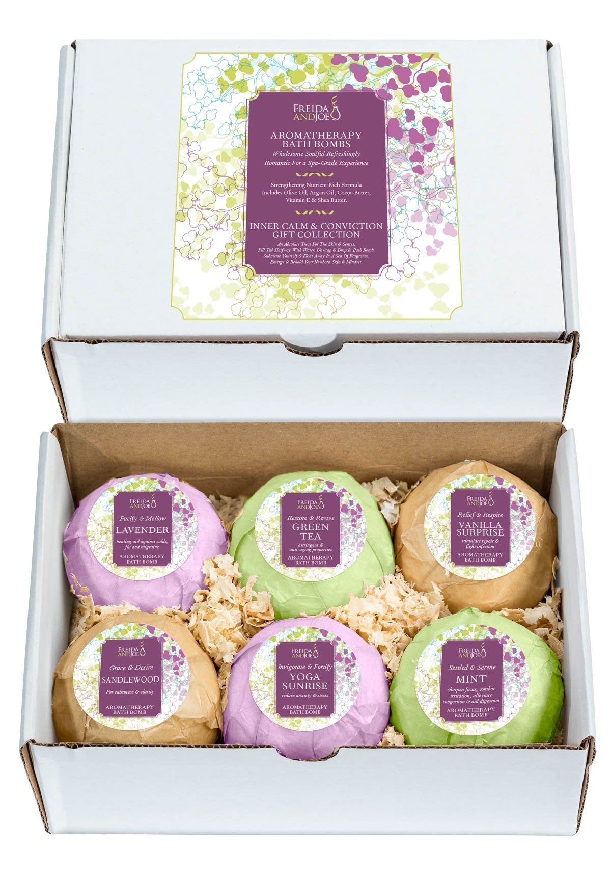 Luxury Aromatherapy Bath Bombs: Deep Body Relaxation Deluxe Gift Set with 6 x 100g Relaxing and Calming Scents Beauty & Personal Care Freida and Joe