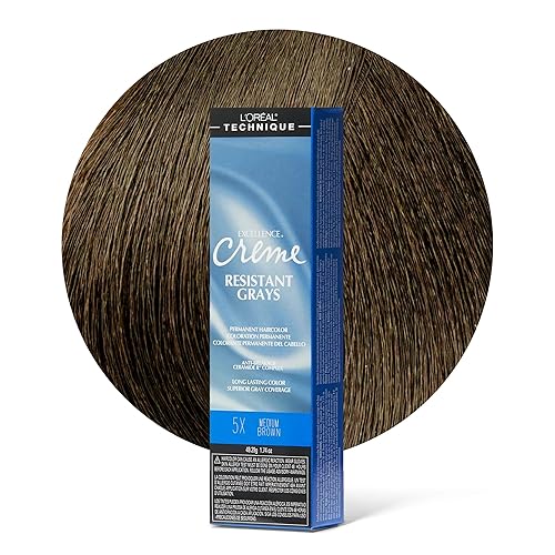 L'OREAL TECHNIQUE Excellence Crème Resistant Grays Permanent Hair Color - Max Coverage on Resistant Grays, Rich Crème No-Drip Formula & Patented Gray Beauty & Personal Care L'OREAL TECHNIQUE