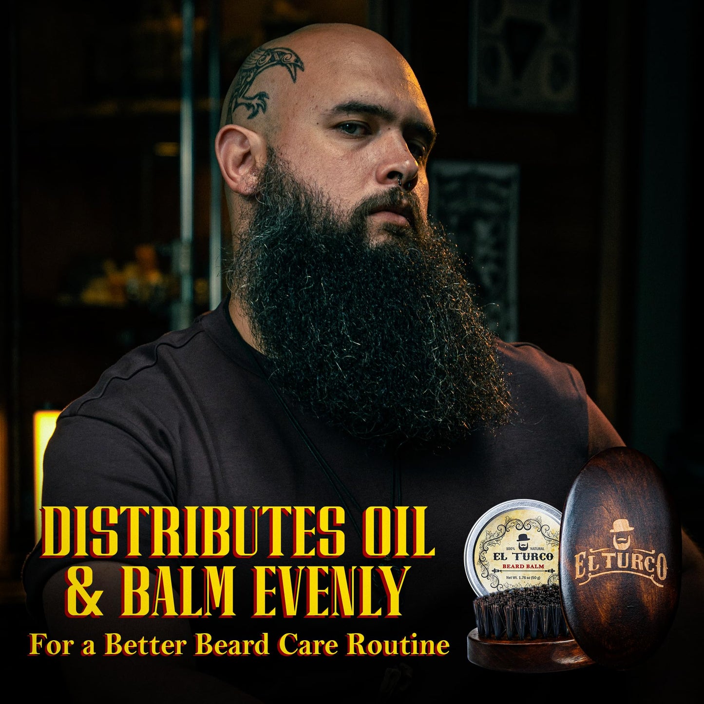EL TURCO Beard Brush for Men, Boar Bristle Beard Brush, Firm Bristles for Thick Beards, Travel Brush for Grooming, Styling, Oil & Balm Distribution Beauty and Personal Care EL TURCO