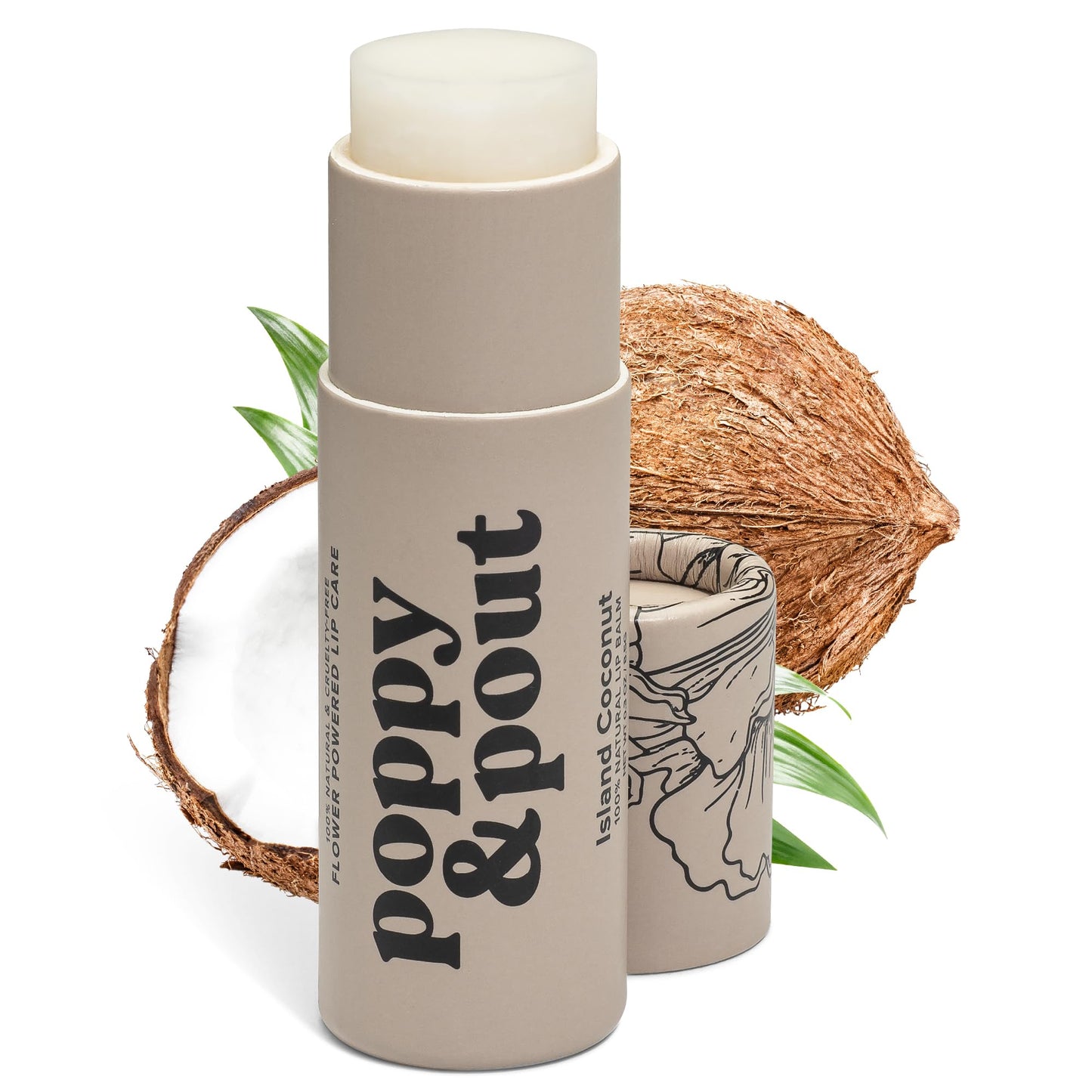 Poppy & Pout Island Coconut Jumbo Lip Balm | All Natural Lip Balms & Moisturizers | Hydrates with Beeswax, Vitamin E, Organic Coconut Oil | Beauty & Personal Care Poppy & Pout