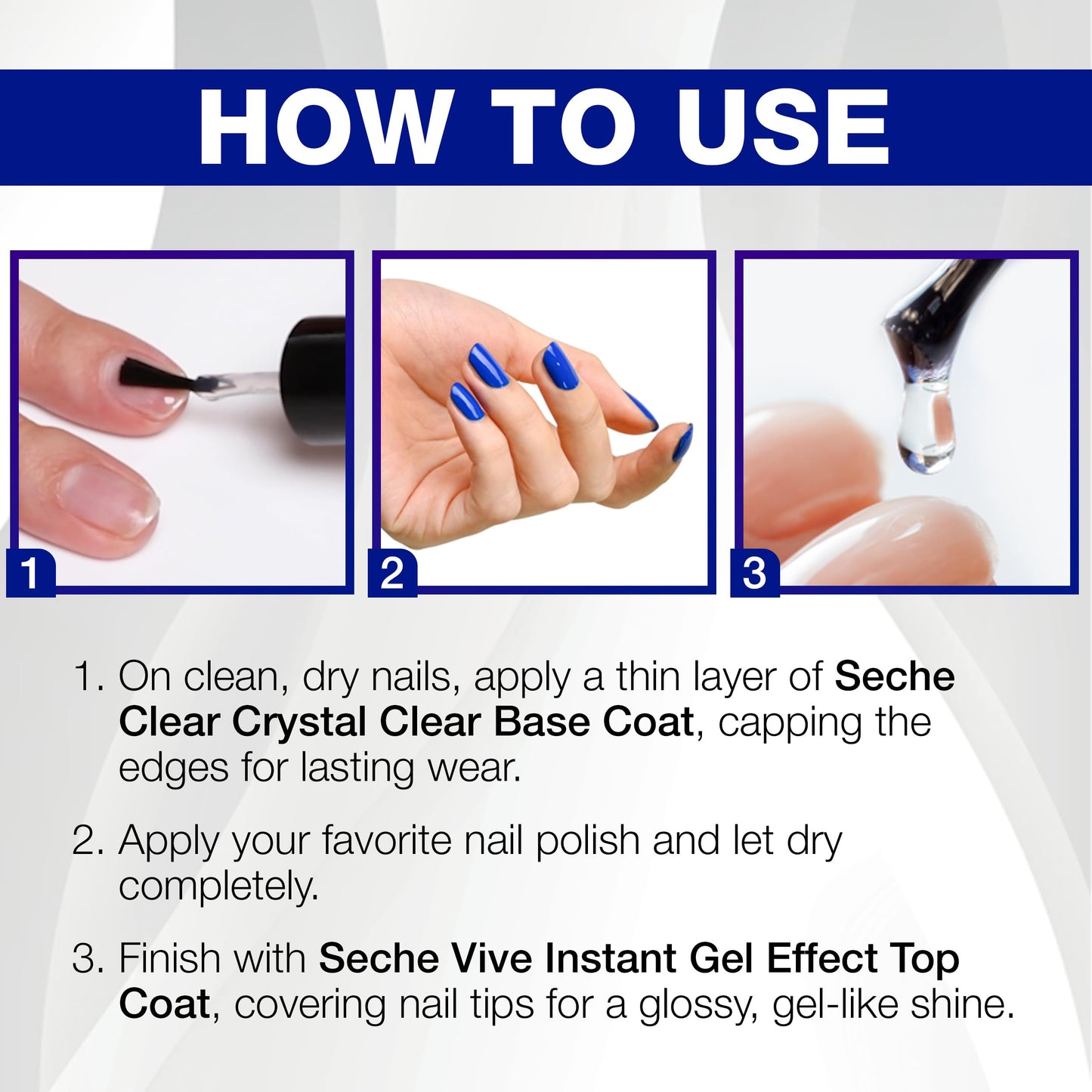 Seche Clear/Vive Base Coat and Gel Top Coat Duo Pack - Nail Strengthening & Long-Lasting High Shine, Top Coat Gel Nail Polish, Manicure Set, 14 mL Beauty & Personal Care Seche