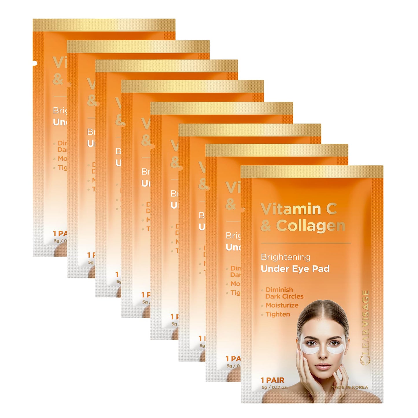 Clear Visage Vitamin C & Collagen Under Eye Patches - Dark Circles & Puffiness Reducer - Hydrating Anti-Aging Pads For Wrinkles - Dermatologist Tested Beauty & Personal Care Clear Visage