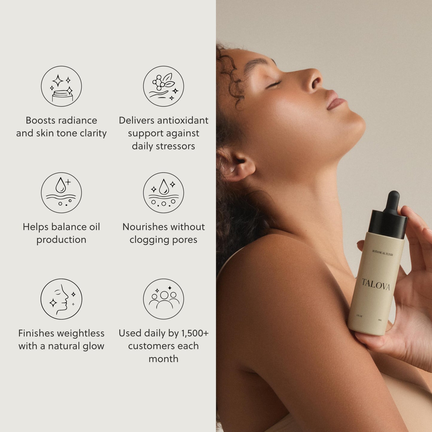TALOVA - Botanical Elixir 2oz, Botanical Face Oil Moisturizer, Natural & Clean Anti Aging Hydrating Facial Oil with Jojoba, Vitamin E & C Serum Beauty & Personal Care TALOVA