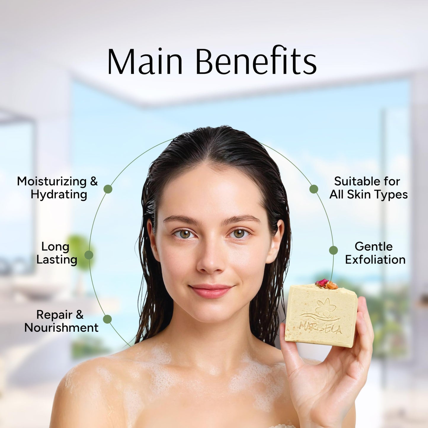 Marbela Cosmetics Handmade Soap Bar - Made in USA, Vegan Friendly, Palm Oil Free, Natural Bar Soap - Gentle Face & Body Soap for Daily Skin Care Beauty & Personal Care Marbela
