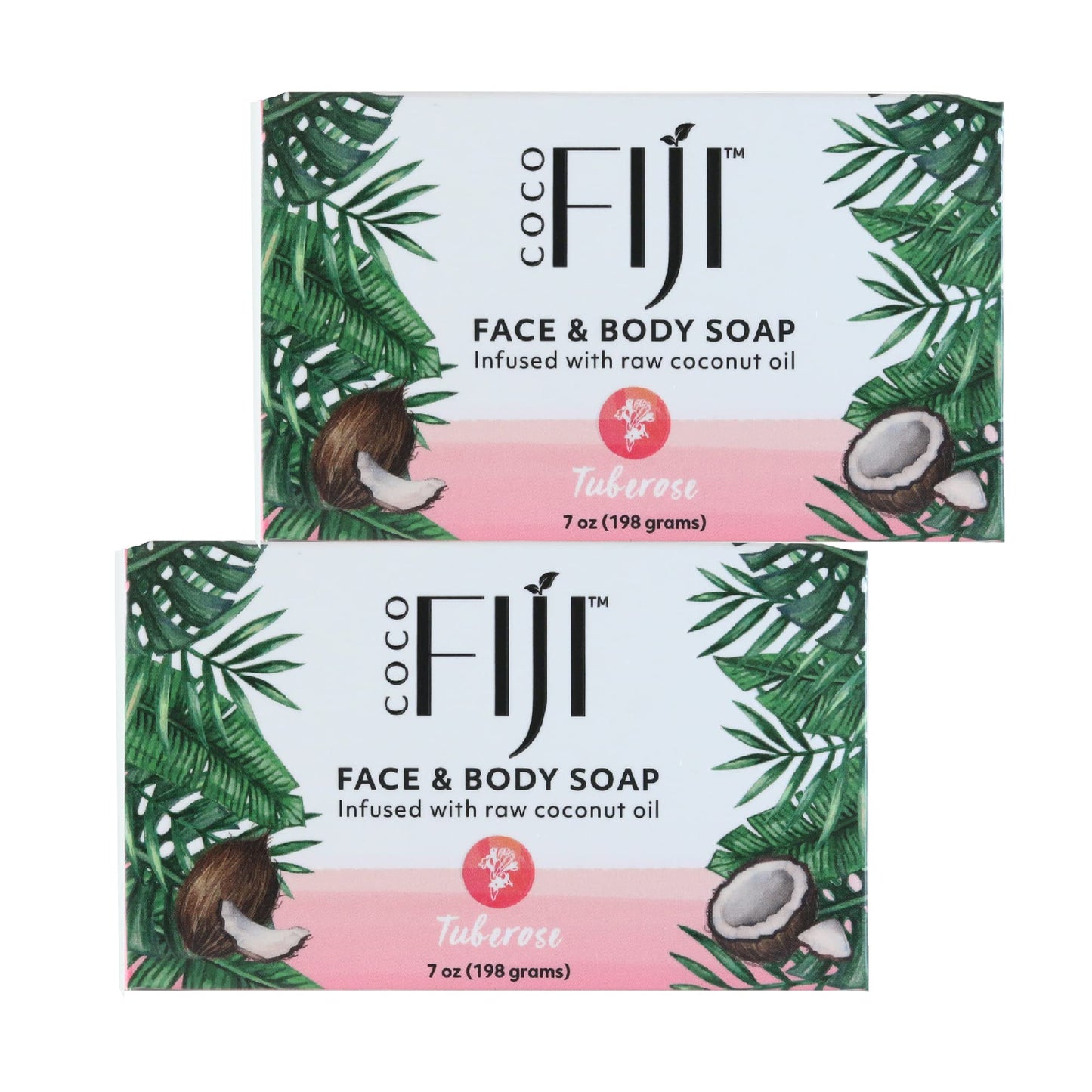 Coco Fiji, Coconut Oil Infused Soap, Bar 7oz (Tuberose, Pack of 2) Beauty & Personal Care Organic Fiji