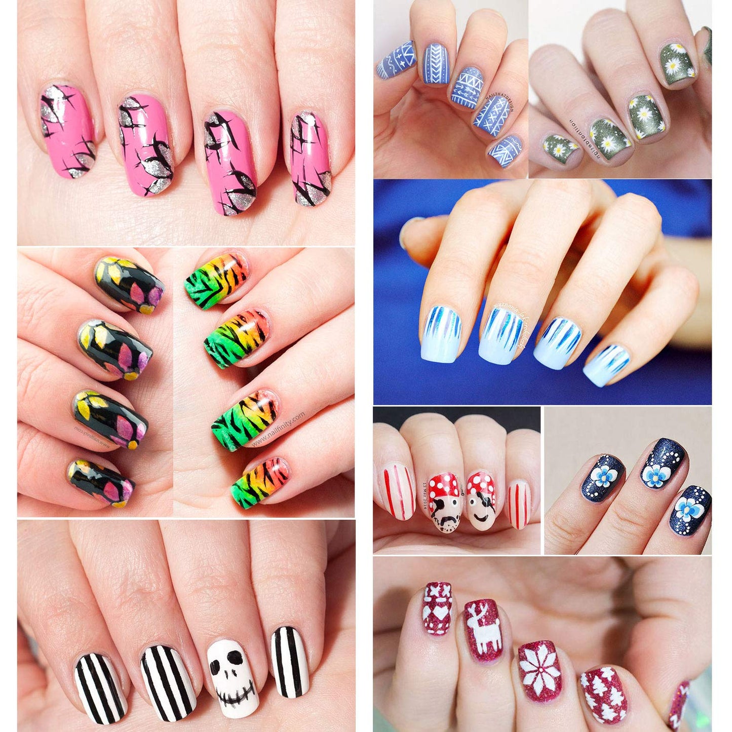 Gel Polish Nail Art Brushes Set-5 Pcs Dual-ended Nail Paint Brushes for Nail Art with Fine Liner Brushes and Dotting Pen (5,7,9,11,13 mm) Beauty & Personal Care Beauty Max