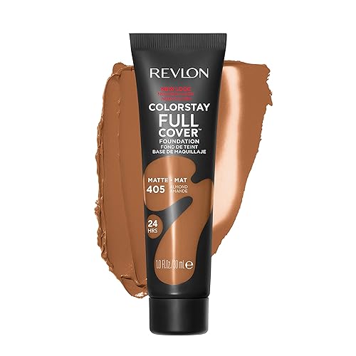 Revlon ColorStay Full Cover Longwear Matte Foundation, Heat & Sweat Resistant Lightweight Face Makeup, Almond (405), 1.0 oz Beauty & Personal Care REVLON