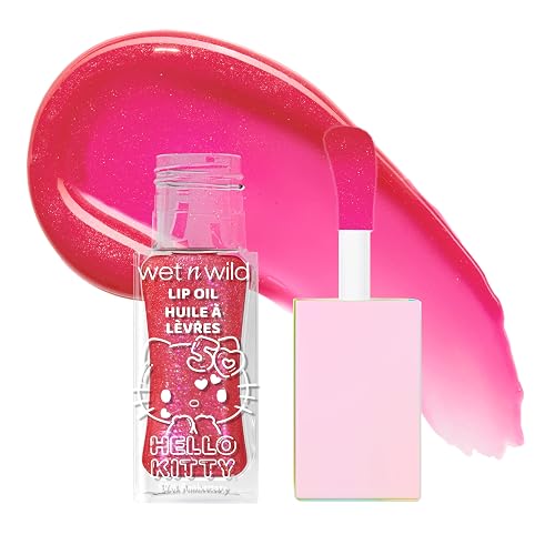 wet n wild Hello Kitty Glitter Lip Oil, New 10 Oil Infused Formula, Warm Apple Pie Lightly Scented, Sparkly Bold Colors, Cruelty-Free & Vegan - Beauty & Personal Care wet n wild
