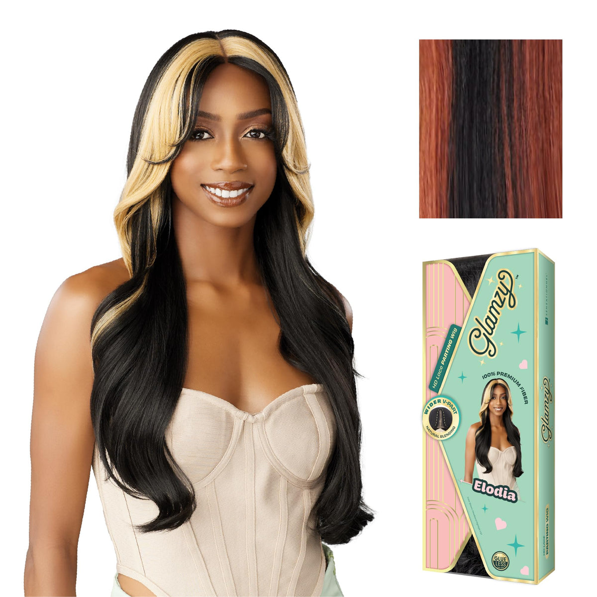 Sensationnel Glamzy Lace Part Wig-Elodia, HBCOPPER/1