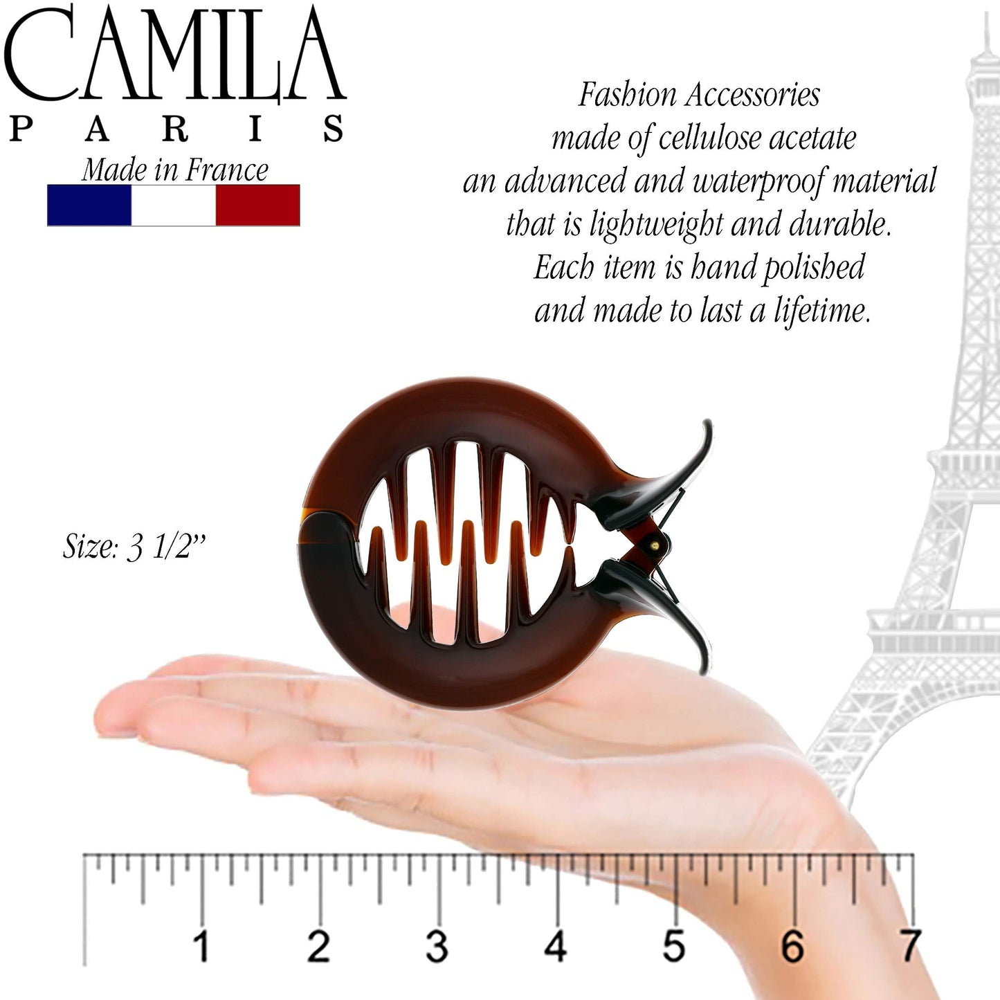 Camila Paris CP1362 French Hair Clip for Women, Girls Round Fish Hair Claw Clips Ponytail Holder Fashion Durable and Styling Hair Accessories Beauty & Personal Care Camila