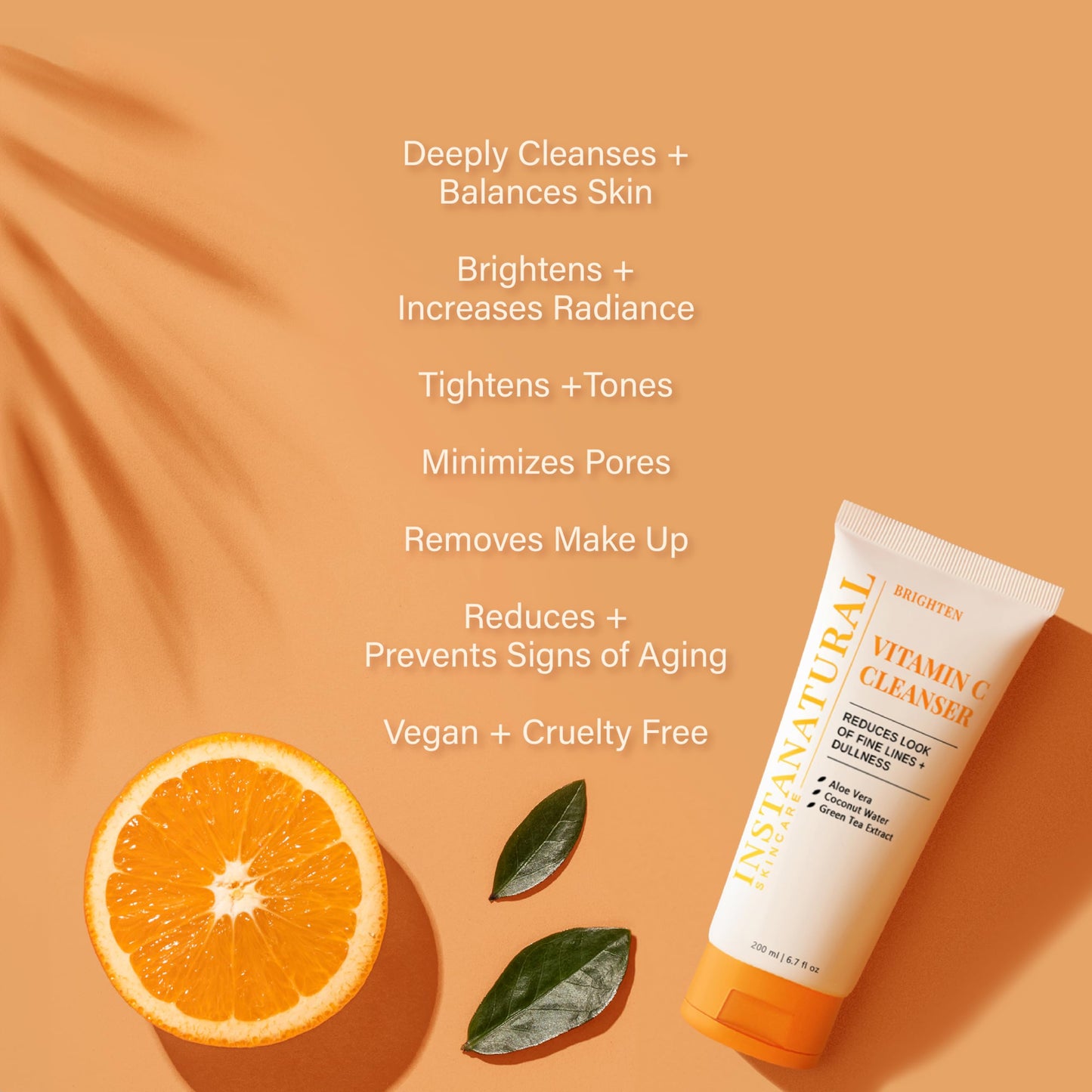 InstaNatural Vitamin C Cleanser | All Natural Face Wash, Brightens Skin, Good for Uneven Texture, USA Made with Coconut Water and Aloe Vera, 6.7 FL Oz Beauty & Personal Care InstaNatural