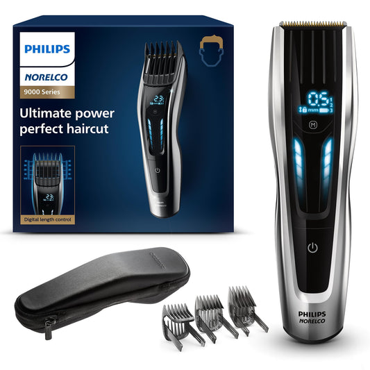 Norelco Philips Hair Clipper 9000 Series, Hair Trimmer, Auto Turbo, Dual Cut Technology, Motorized Combs, 400 Length Settings, 120 Min. Runtime, Zero Beauty and Personal Care Norelco