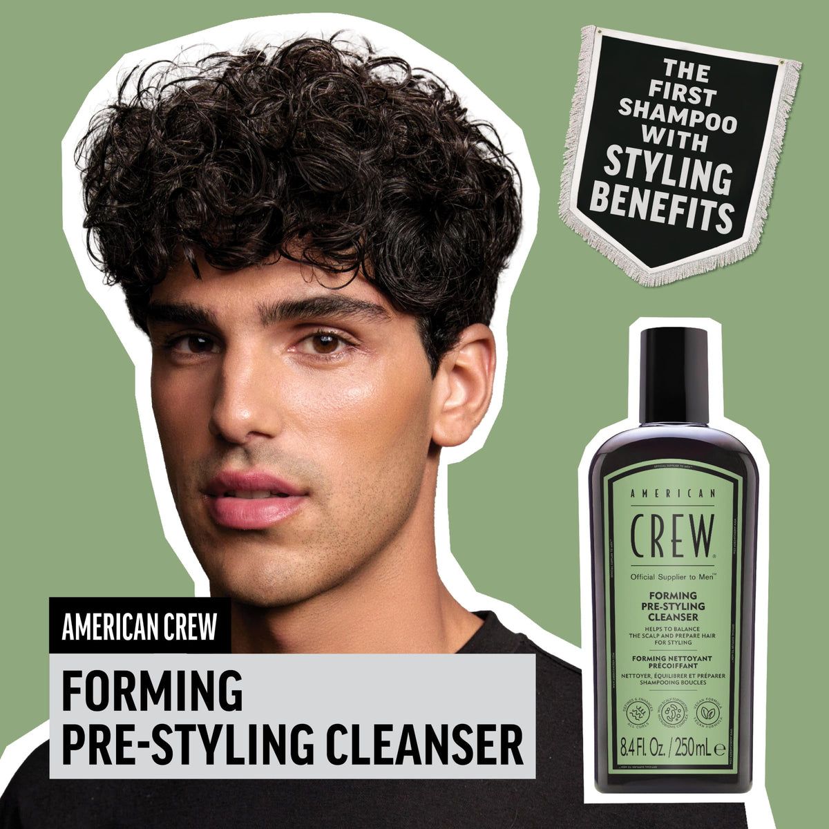 American Crew Men's Forming Pre-Styling Shampoo for Curly Hair, 8.4 fl oz