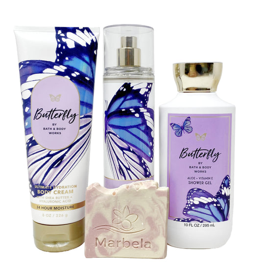 Bath & Body Works Butterfly - Trio Gift Set- Fine Fragrance Mist, Body Cream and Shower Gel With a Himalayan Salts Springs Sample Soap. Beauty and Personal Care Bath & Body Works