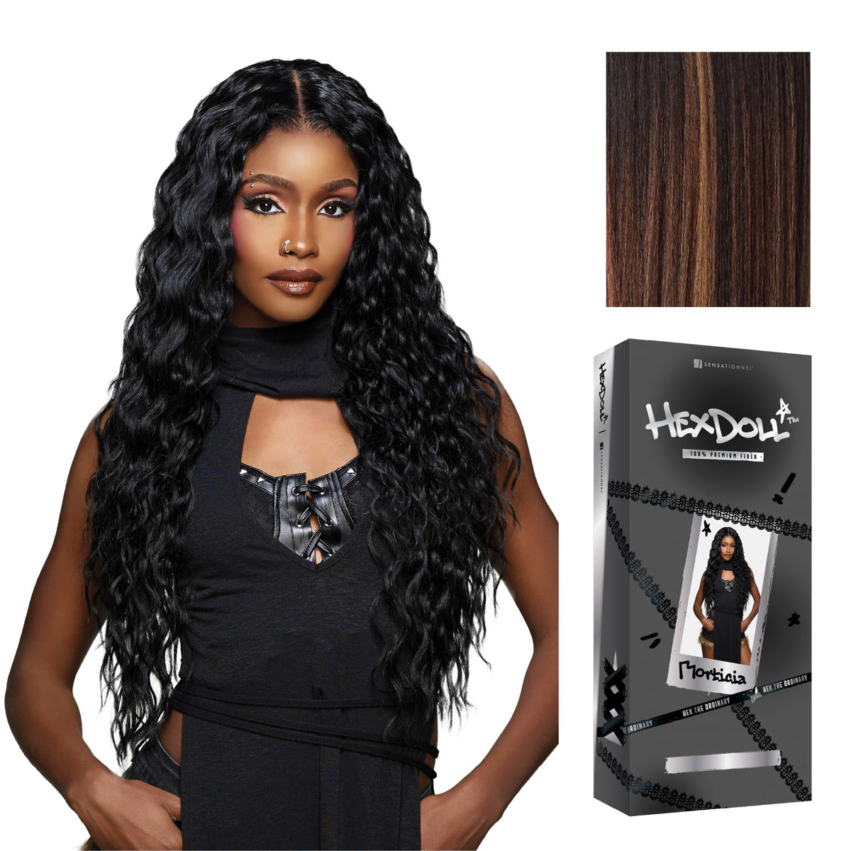 Sensationnel Hexdoll 13x4 LaceWig-Morticia, BALAYAGECHOCOLATE