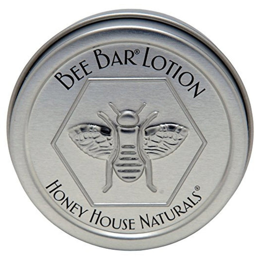 Honey House Solid Lotion Bee Bar - No Added Scent - 0.6 oz - New in Silver Embossed Tin Case Beauty & Personal Care Honey House Naturals